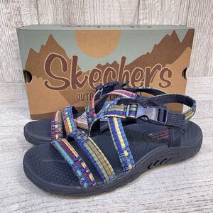 Skechers Reggae Sew Me Women’s Size 6 Boho Woven Strap Sandal Navy 41113-NVMT